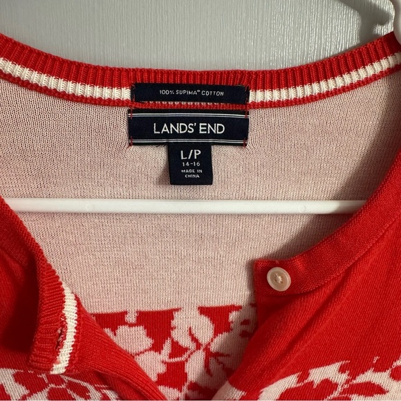 Lands’ End Women’s Vibrant Red Cardigan Size Large - Picture 9 of 9
